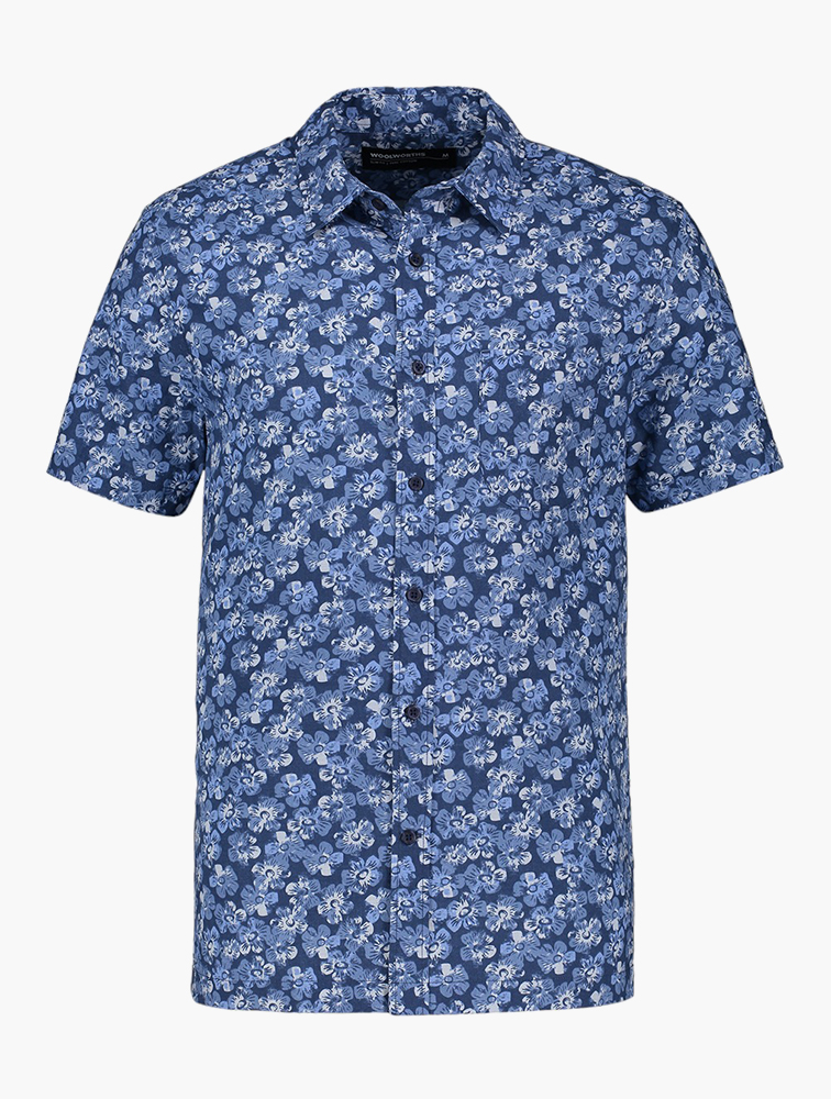MyRunway Shop Woolworths Navy Short Sleeves Flower Print Shirt for Men from MyRunway.co.za
